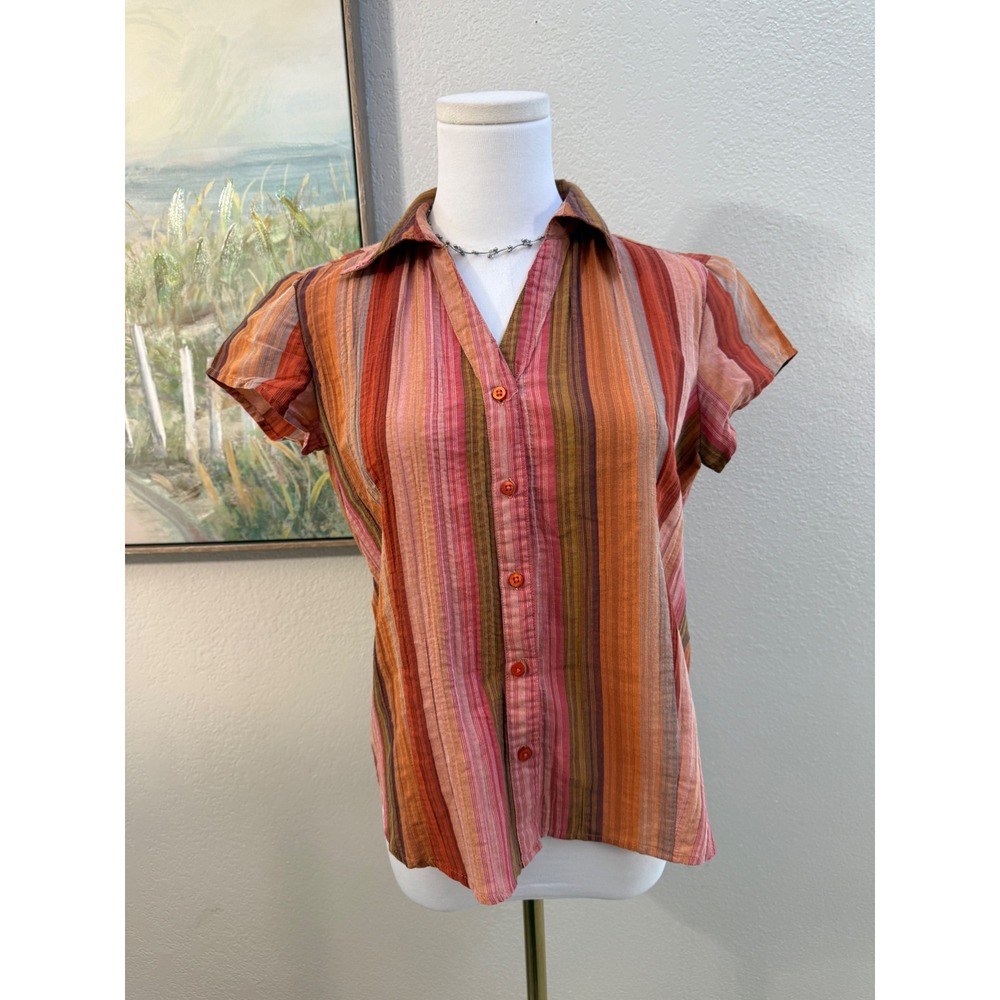 ALC Atlas‎ Classics Striped Button Front Blouse Women's Medium Multicolor